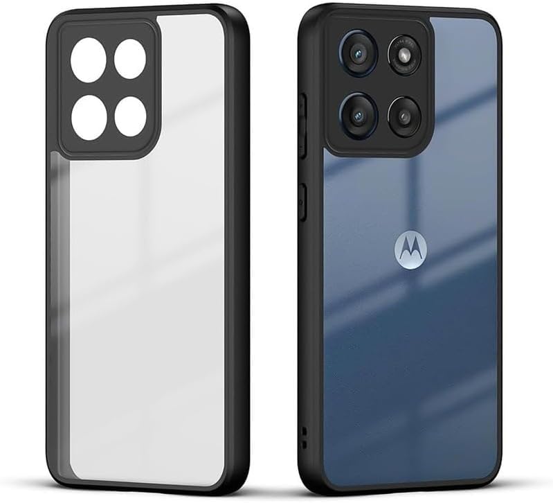 Image of VONZEE Clear Back Case Cover for Moto G67 Power 5G | Shockproof Design | Hard Back Cover Case for Moto G67 Power 5G (PC & TPU, Black)