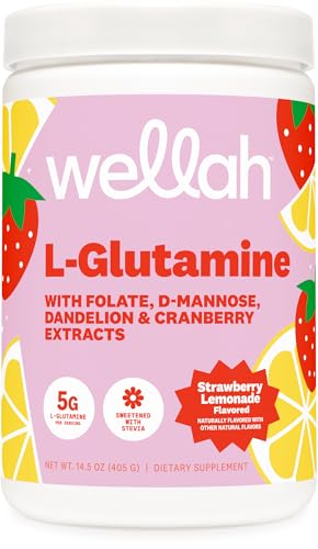 Wellah L-Glutamine Powder (Strawberry Lemonade) 50 Servings