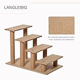 PawHut Hundetreppe 4-stufig, 35 cm Katzentreppe für Bett und Sofa, Haustiertreppe für Hunde und Katzen bis 5 kg, Plüschoptik, Beige
