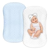 Hooyax Baby Lounger Cover 2 Pack Premium Newborn Lounger Covers, Organic Removable Infant Slipcovers for Baby Nest Lounger, Ultra Soft Snug Fit Infant Lounger Cover for Boys Girls (Blue,White)