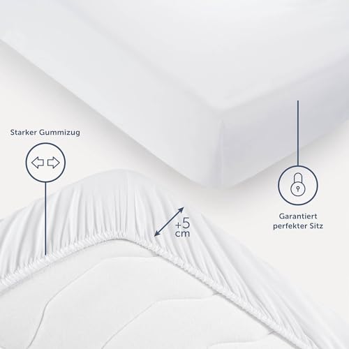 Blumtal® Spannbettlaken 140x190x30cm aus Microfaser - Oekotex zertifiziertes Bettlaken Spannbettlaken in Weiß – Ansicht 3
