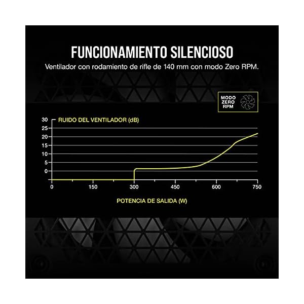 Corsair RM750 2021, RM Series, 750 Watts 80 Plus Gold Fuente de Alimentación ATX Totalmente Modular, Conectores Triples EPS12V, Poco Ruido, Modo de Zero RPM, Condensadores de 105 °C, Negro - Image 4