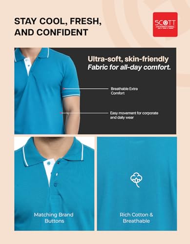Image of Scott International Cotton Polo T Shirt | Collar Tshirts | Half Sleeves Plain T Shirt | T-Shirt |Tshirt for Men Stylish | Men's Tshirt