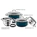 Silit Compact 4-Piece Induction Saucepan Set with Glass Lid, Silargan Functional Ceramic, Induction Pots Set, Nickel-Free, Petrol Blue