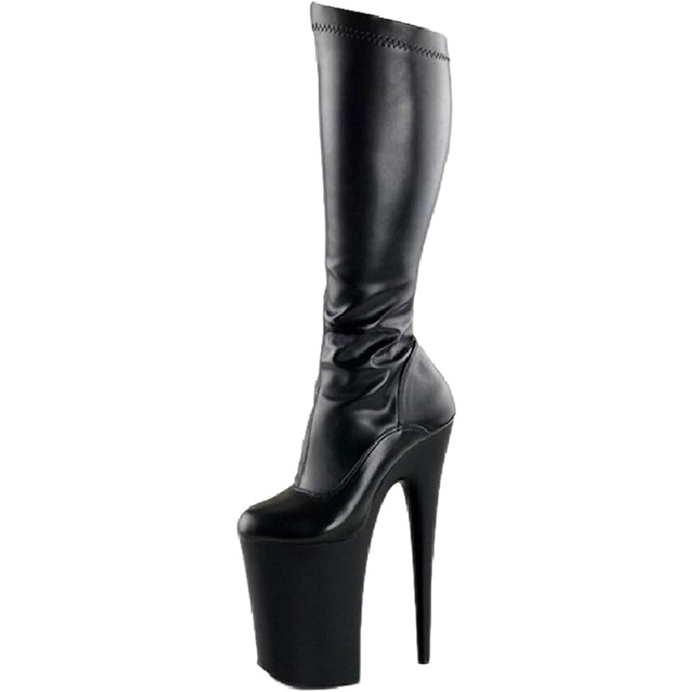 Seksowne buty na wysokim obcasie 20 cm dla kobiet, egzotyczne wysokie do kolan buty na platformie z bocznym zamkiem błyskawicznym, do klubu nocnego, na pole, do tańca z otwartymi palcami/J