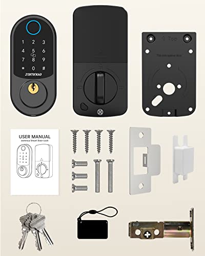 Fingerprint Deadbolt Lock, Zomnua Keyless Entry Door Locks With Keypads - Front Door Smart Lock With Touchscreen, Auto Lock, Electronic Digital Deadbolt With Fobs,Anti-Peeking Code,Black #TOP7