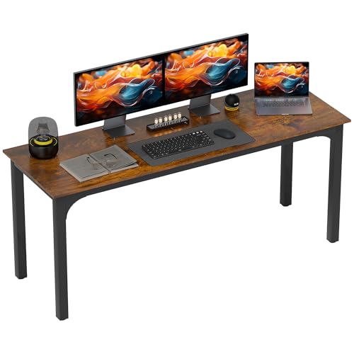 HOMCOM Large Computer Desk, 70.9" Long Home Office Desk for Two Person, Multi-Purpose Computer Table for Home Office Study, Rustic Brown