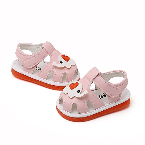 Image of WILLFUN Baby Boy Girl Summer Infant Squeaky Sandals Premium Rubber Sole Closed-Toe Non-Slip Shoes Toddler First Walkers