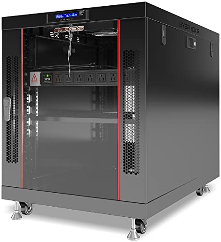Sysracks Server Rack Locking Cabinet Network Enclosure Premium Series For Server Av Networking Computer And Other It Equipment - 35-Inch Depth - Thermosystem/Lcd Screen (12U) #TOP1