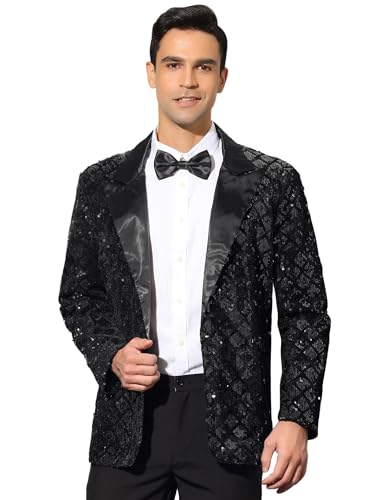 Lars Amadeus Men's Sequin Blazer Tuxedo Prom Party Shiny Glitter Sports Coat Suit Jacket