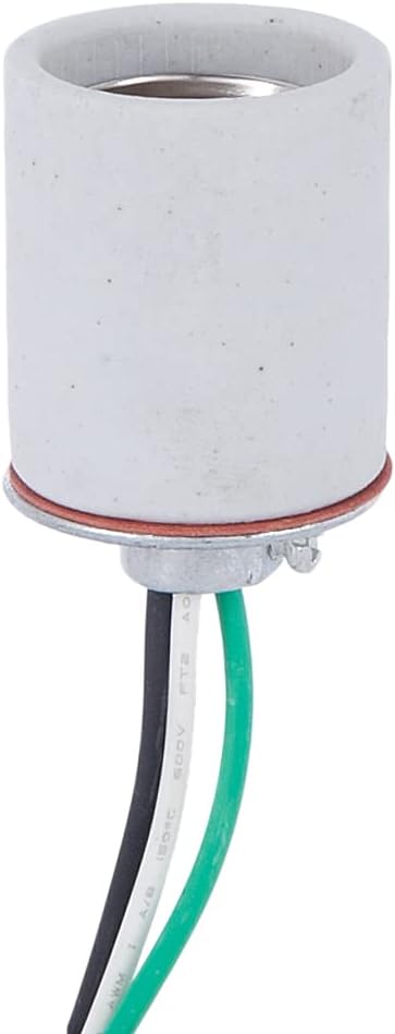 B&P Lamp® Unglazed Porcelain Med. Base Socket with 1/8IP Cap and 61" Wire Leads