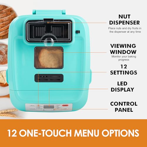 Bread-Machine-Kitchen-in-the-box-2LB-12-IN-1-Bread-Maker-Gluten-Free-Setting-Auto-Fruit-Nut-Dispenser-Nonstick-Pan-2-Loaf-Sizes13H-Reserve-1H-Keep-Warm-Blue