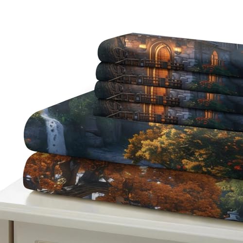Housse de couette cabane dans les arbres d'automne en microfibre lit simple 140x200cm