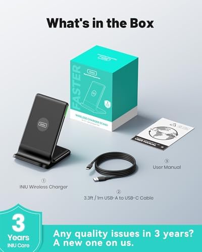 INIU Wireless Charger, 15W Fast Wireless Charging Phone Station with LED — view 6