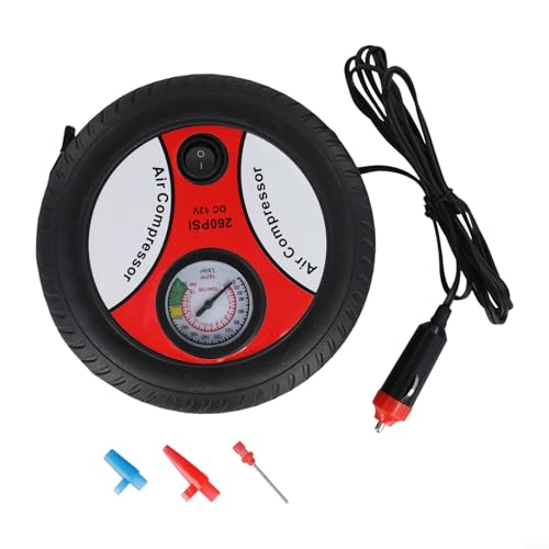 Gdfnmogo Compresor de aire portátil de 12 V, 260 PSI, inflador de neumáticos de coche con motor de 80 W, inflado rápido para coche, motocicleta, pelota e inflable