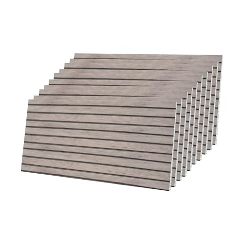 IZODEKOR 3D Wood Effect Styrofoam Wall Panels - Faux Wood Look Wall Panels for Living Room - Fake Acoustic Wood Slat Wall Panels - Pack of 10, Covers 50 sq ft.