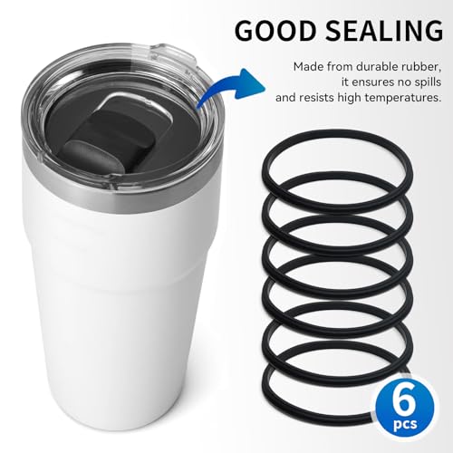 Image of Compatible with YETI Rubber Seal Replacement,6 Pack Leak-Proof O Ring Gasket Replacement Compatible with YETI 20 oz Tumbler,10 oz Lowball,10 /24 oz Mug,25 oz Straw Mug,Black.