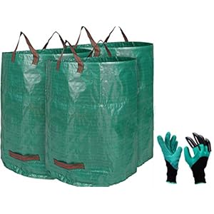 Amalan eu 3er Set Gartensack, 272L Gartenabfallsack aus robustem Wasserdichtes Polypropylen-Gewebe (PP) – Selbststehend und Faltbar Laubsäcke。
