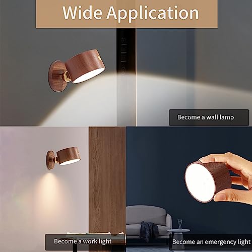 HBGFHG Wooden Led Wall Sconce, 360° Rotatable Dimmable Rechargeable Battery Operated Magnetic Led Night Light for Reading and Household Lighting (Sapele Wood 1pcs) - Cosy Home Interiors HBGFHG Wooden Led Wall Sconce, 360° Rotatable Dimmable Rechargeable Battery Operated Magnetic Led Night Light for Reading and Household Lighting (Sapele Wood 1pcs) - Image 8