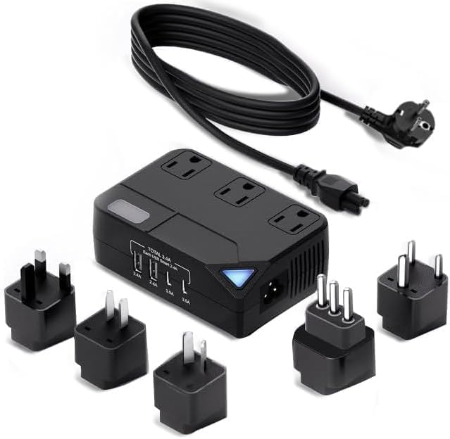 2 Pack Type E/F Travel Power Plug Adapter, FATYER Germany France Plug Converter with 2 USB Ports,Outlet Adapter Charger for US to Germany, 2300W Voltage Converter (Black)