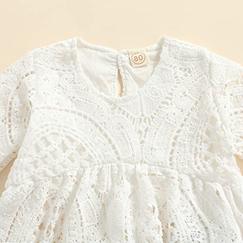 Nanyknighty Toddler Baby Girl Outfit Infant Girl Solid Clothes Lace Top Flare Pant Bell-Bottoms 2Pcs (White Top, 18-24 Months) #TOP2