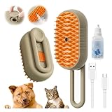 4 in 1 Cat Steam Brush for Shedding, 2025 New Cat Brushes for Indoor Cats, Pet Steam Brush for Cats Dogs, Massage, Cleaning, Shedding & Combing, for Long and Short Hair Pet (Brown)