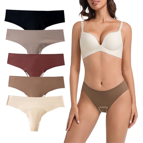Opiniones y reviews de Braguitas y pantalones interiores para Mujer - los preferidos. 46 Tanga Camel Toe Ropa Interior para Mujer Tanga sin Costuras Que Absorbe la Humedad y No Se Ve Al Vestir Braguitas con Cobertura Correctora, 5 Unidades(Small)