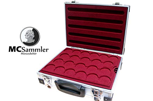 MC.Sammler Alu Münzenkoffer Münzkoffer inkl 5 Münztableaus für 110 Münzen 46mm Ø (110 Fächer - 46mm Ø)