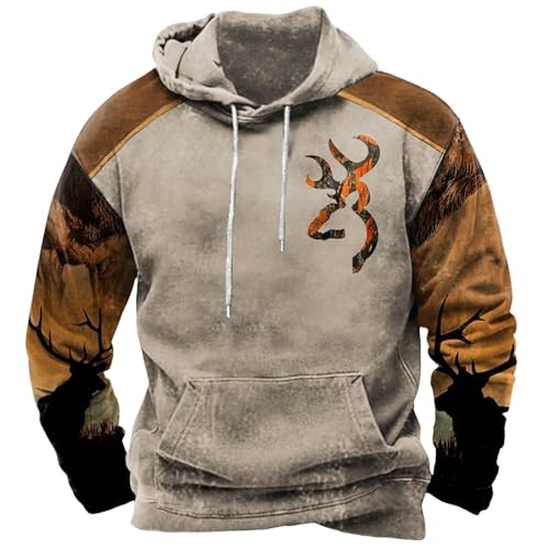 Hoodies für Herren, Vintage-Rentier-Grafik-Kapuzenpullover, Herbst,...