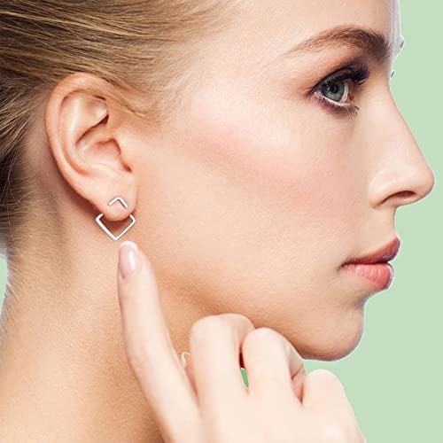 Ear Jacket Earrings 925 Sterling Silver Studs Front Back Earrings for Women Minimalist Geometric V Stud Earrings With Back Design3