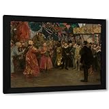 Teodor Axentowicz 36x28 Extra Large Black Modern Framed Art Print Titled: Polish Envoys Before Henry of Valois (1910)