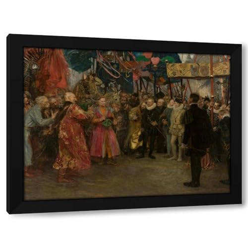 Teodor Axentowicz 36x28 Extra Large Black Modern Framed Art Print Titled: Polish Envoys Before Henry of Valois (1910)