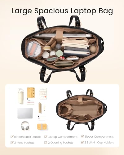 LOVEVOOK Tote Bag Handbag Women, Large Work Laptop Bag 15.6 Inch, Teacher Briefcase Shoulder Bags Womens Shopper Handbags for Uni Office School Business - Image 4