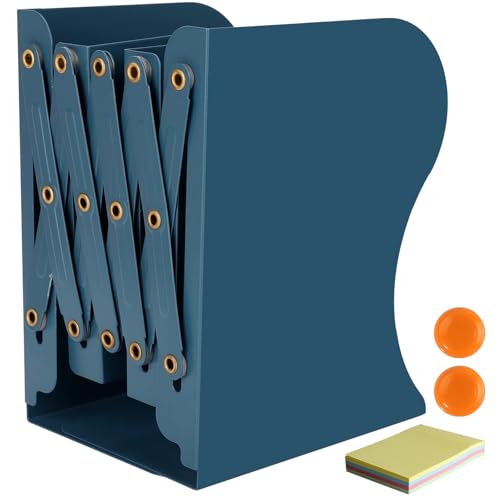 Sujeta Libros Estanteria, DIFIT Sujetalibros, Sujeta Libros Metálica, Apoyalibros Regulable, Sujetalibros Estanteria Antideslizante, Soporte Libros Estanteria para La Oficina O El Hogar, Azul