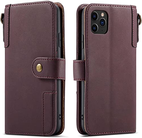GIKOS Funda de cuero a prueba de golpes con tapa para Apple iPhone 13 Pro (2021) de 6.1 pulgadas, funda con función atril [tarjetero] (color: rojo vino)