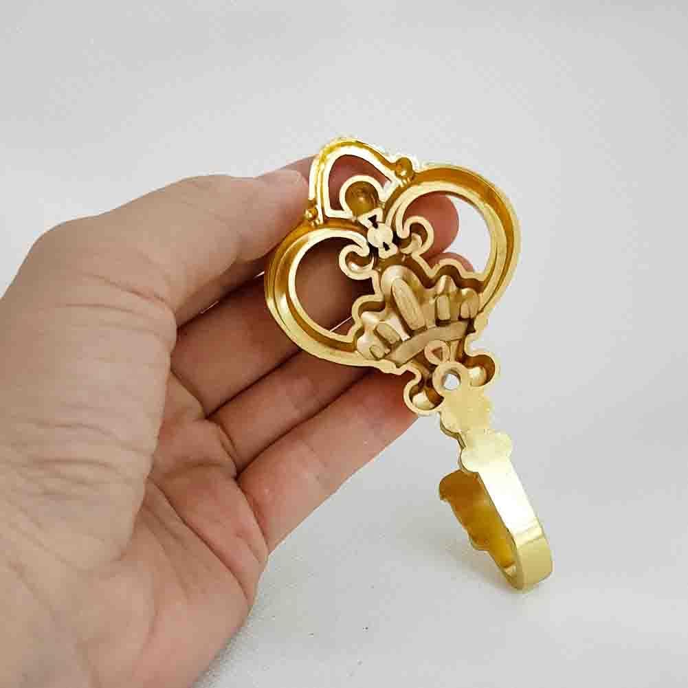 Crown Curtain Wall Hook Household Clothes Hanging Hook Window Drapery Medallion Holdbacks, Curtain Tiebacks, Wall Hook, Tassel Holder 1 Double (Gold)