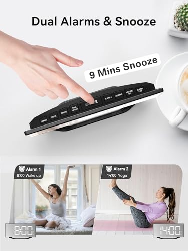 Image of Digital Alarm Clocks for Bedrooms,8.7 inch LED Mirror Electronic Clocks with 2 USB Charger Ports,7 Levels Brightness & Alarm Volume,Dual Alarms,Snooze,12 /24H,Modern Desk Clock for Bedside Home Office