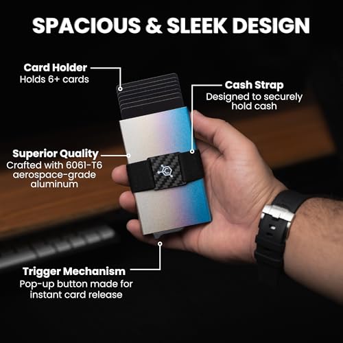 Image of CODE 118 Wallet for Men - Slim Minimalist Aluminum Magnetic Card Holder - RFID Blocking Front Pocket Mag Safe Wallet with Strong Magnet Attachment (Ombre Fade)