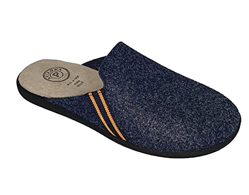 Patrizia Azzi Arizona Chaussons légers pour homme avec doublure antidérapante en cuir véritable, Bleu 7001, 43 EU Cover