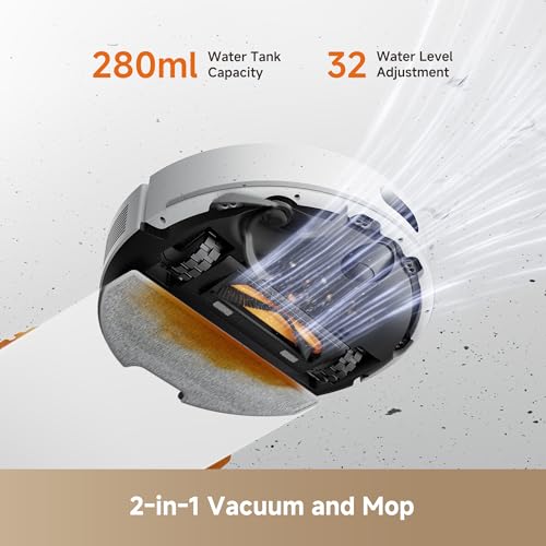 Image of DREAME D20 Air Plus Robot Vac and Mop Combo with 20,000Pa Suction, Anti-Tangling Tech, Auto-Emptying Dock, Deep Carpet Cleaning and Smart Navigation White