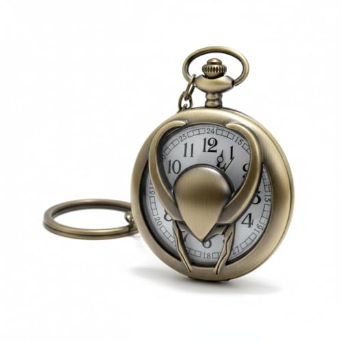 Image of Vintage Quartz Pocket Keychain for Men & Women - Classic Retro Antique Style Anime Marvel Super Hero Timepiece, Decorative Accessory for Bags and Backpacks.