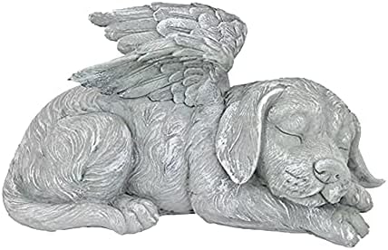 NA Dog Angel Wings Ornament Dog Angel Statue Mini Animal Statu for Garden Tombstones or Lawn Decoration