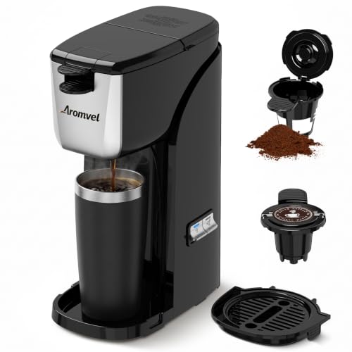 Aromvel 2-in-1 Single Serve Coffee Maker for K Cup Pods & Ground Coffee, 6 to 14 oz Brew Sizes,...