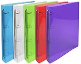 Exacompta-Réf.51298E - Carton de 5 classeurs semi-rigides PP Crystal - 4 anneaux ronds diamètre 30mm - Dos 40mm - Dimensions extérieures : 32x26,8 cm - Format à classer A4 Maxi - 5 couleurs assorties