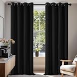 Deconovo Black Curtains Bedroom 52 x 84 Inch Thermal Insulated Energy Saving Eyelet Blackout Curtains for Living Room Black 1 PAIR