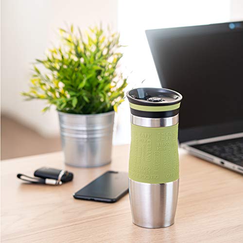 WELLGRO Vaso térmico de 400 ml + 1 tapa extra – Acero inoxidable – Mango de silicona suave al tacto – libre de BPA… - Imagen 7