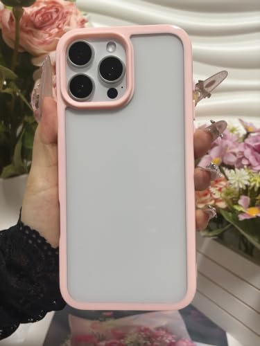 Coque iPhone 14 Pro Max rose transparente en plastique dur et silicone bumper - 3