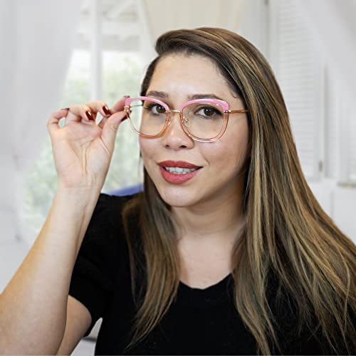 Image of Vizzio Blue Light Blocking Glasses Fashion Lightweight TR90 Computer Gaming Glasses For Women Anti Eye Strain Cat Eye Eyewear