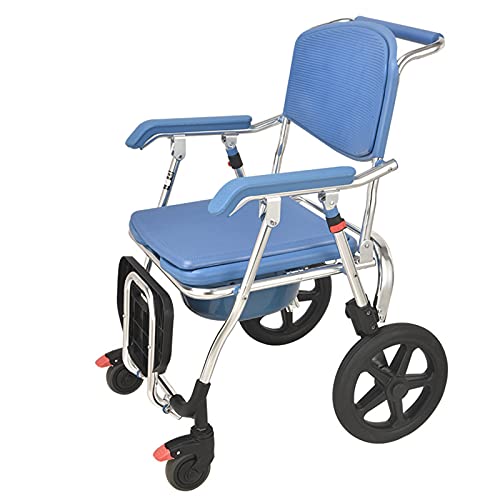 JYJYES Premium Toilettenstuhl WC Rollstuhl Fahrbar mit Eimer bis 150 kg...