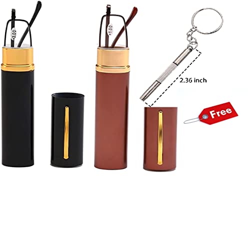 Image of JRS Pack of 2 Pen Reading Glasses:Lightweight,Pocket Metal Case + Free Screwdriver Keychain for Men /Women /Unisex.For Near /Computer Vision,Laptop /Mobile /TV Watching.All Power,Comfort-Size|Mixed Color